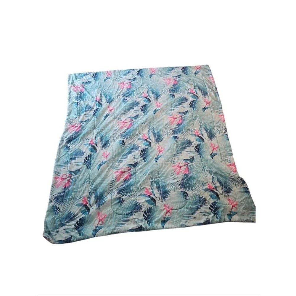 Disney Stitch Twin XL Reversible Comforter Tropical Hawaiian Blue Pink Bedding